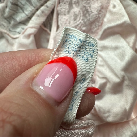 Vintage California Dream nightie lingerie Elegant Pink Lace Trim Satin Camisole - Picture 6 of 8